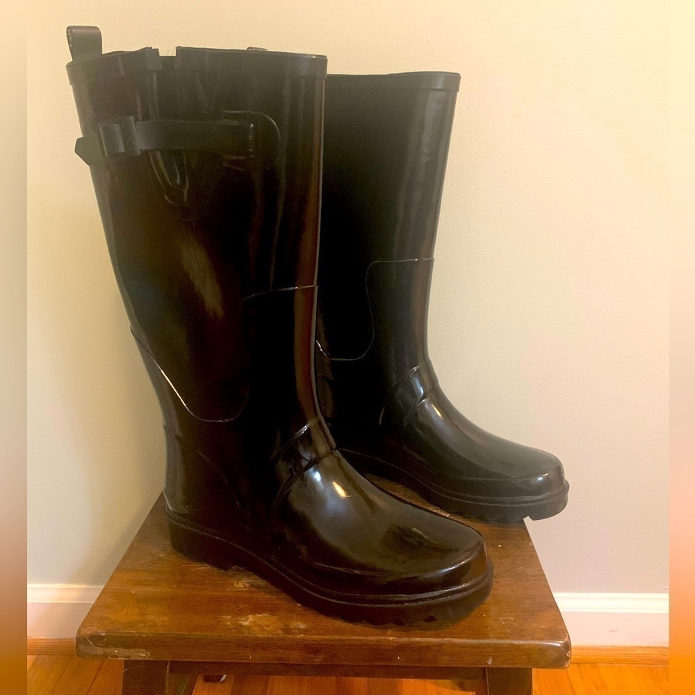 Esprit black rubber boots, size 6